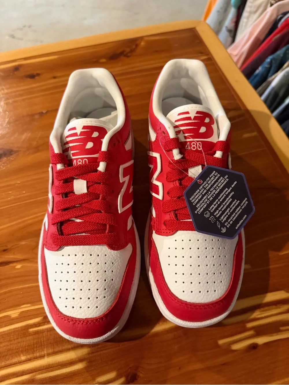 New Balance Kids or women Red and White Low-Top Sneakers